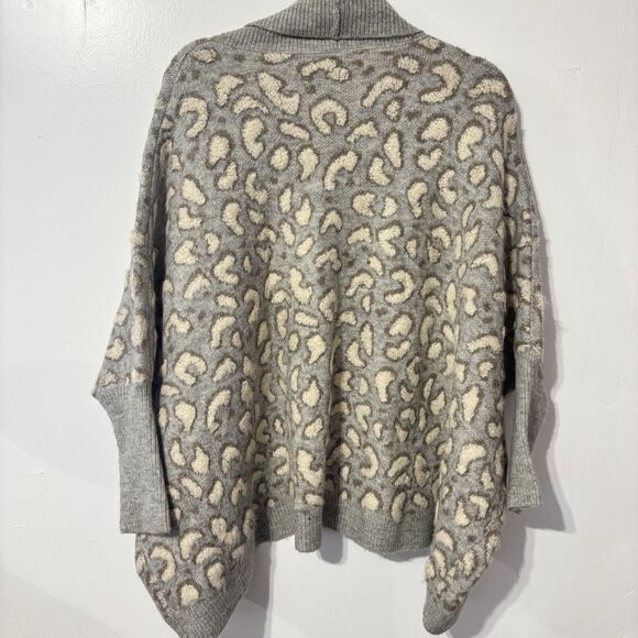 Anthropologie Akemi + Kin Leopard Louise Cardigan Sweater One Size Gray Tan - Picture 3 of 7
